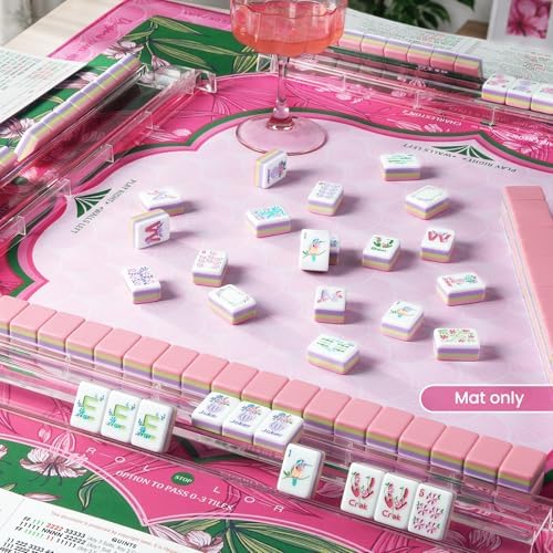 Mahjong Mat for Table, American Mahjong Mat with Rules, 3MM Non-Slip Rubber Noise Reduction Mah Jong Mats, 32.7x32.7in Rolled No Creases Waterproof Table Cloth for Mah Jong & Card Games — view 6