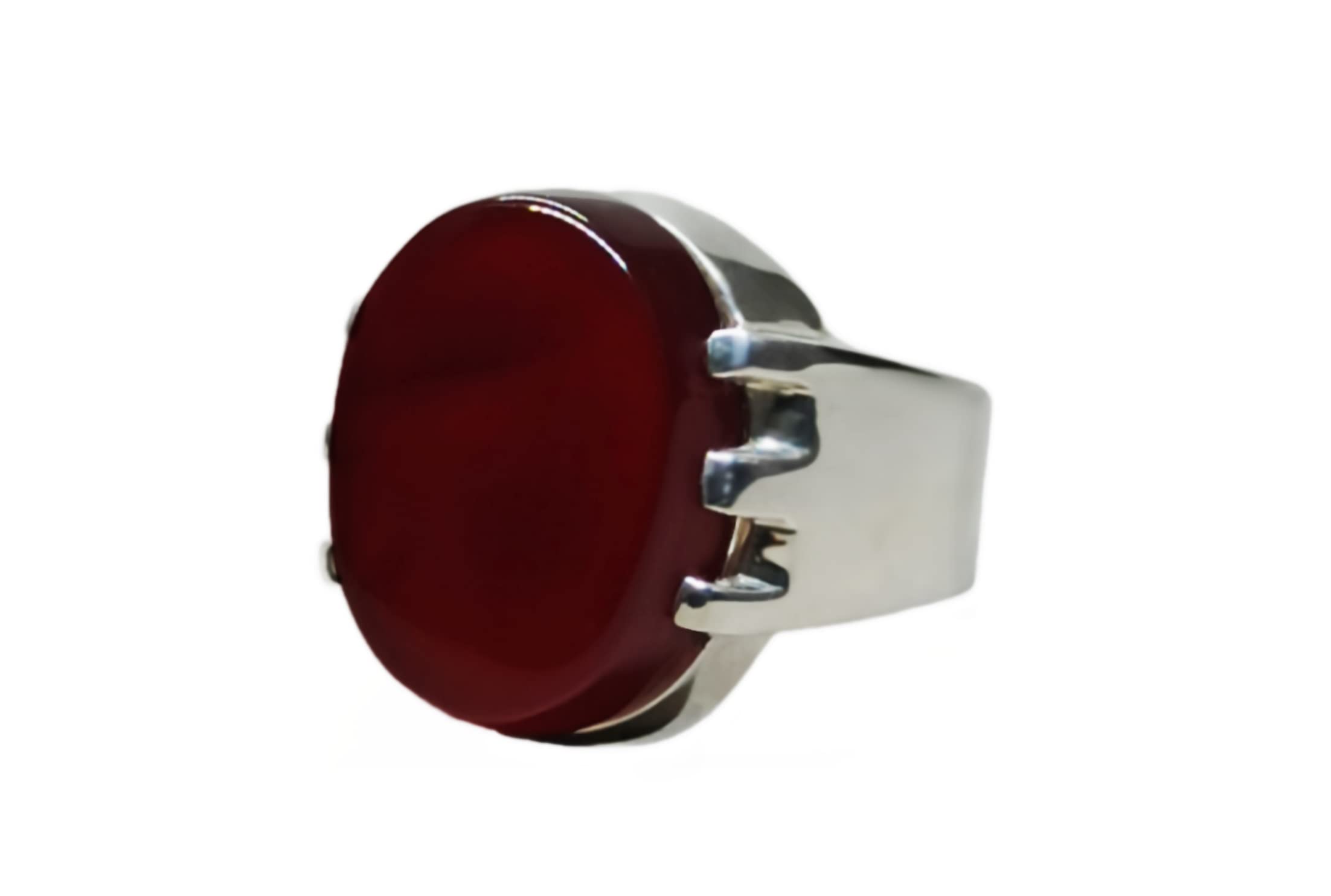 18 Carat Natural Yemeni Deep Brown Khabadi Aqeeq Mens Heavy Ring Sterling Silver 925 Handmade Brown Carnelian Ring Gift for Him Shifat al abd Ring Religious Ring