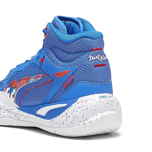 PUMA Mens Playmaker Pro Mid Basketball, Bluemazing-for All Time Red, 73