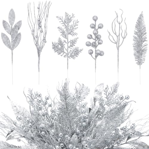 Vertintong 66 Pcs Silver Christmas Glitter Picks...