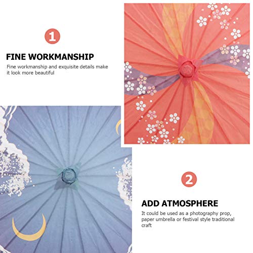 Valiclud 2Pcs Oil Paper Umbrella Rainproof Small Chinese Oiled Paper Umbrella Parasol Vintage Japanese Decorative Hanging Umbrella For Home Shop Store Umbrella Decoration #TOP2