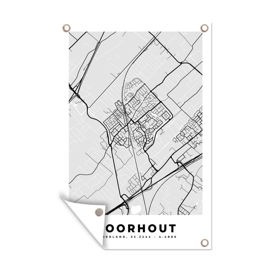 Outdoor-Poster 'Dokkum Stadtplan' – Gartenposter 60x90 Cm, Schwarz-gold, Wetterfest