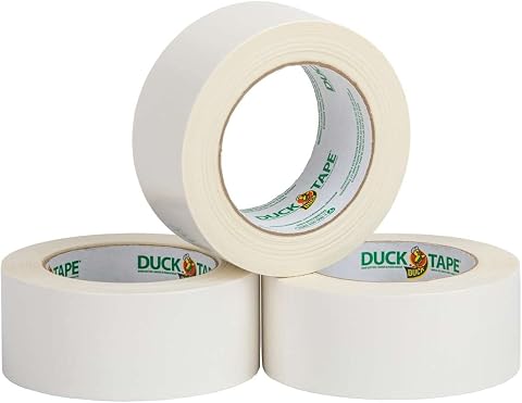 Duck Renkli Koli Bandı 3'lü Paket, 1,88 inç x 30 Yard, Toplam 90 Yard, 3 Rulo Paket, Beyaz, 3 Parça (242912)