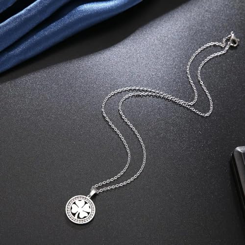 Collier trèfle argent 925 anti-allergie avec strass éclatants