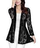 100% neu und hoch Qualität. Cheerlife Elegante Damen Spitze Bolero Cardigan Langarm Bolerojacke Spitzenblumen Spitzenjacke Sommer Spitzebolero Frühling Strickjacke 5XL Schwarz