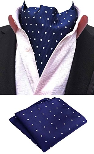 MOHSLEE Men's Polka Dots Silk Suit Cravat Tie Woven Fancy Ascot Handkerchief Set