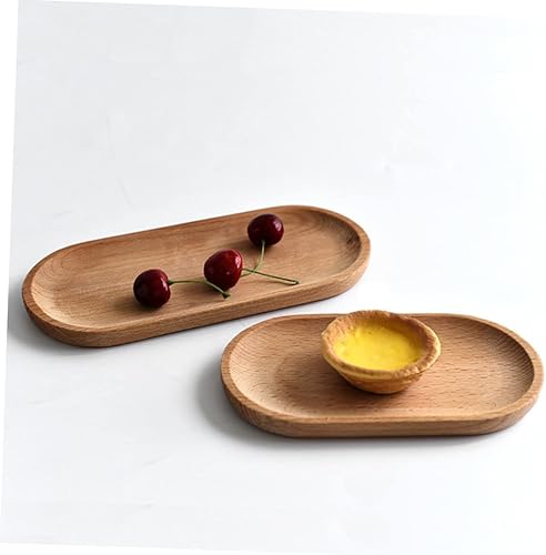 Miniatura 8 de BESTonZON 2 unids Haya Palet Café Decoración Bandejas de Frutas Mini Platos Tablero de Madera Plato de Pasta Plato de Madera Bandeja de Cena Vajilla