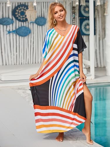 Image of Kaftan Dresses for Women Plus Size Bathing Suit Cover up Caftan Maxi Beach Dresses