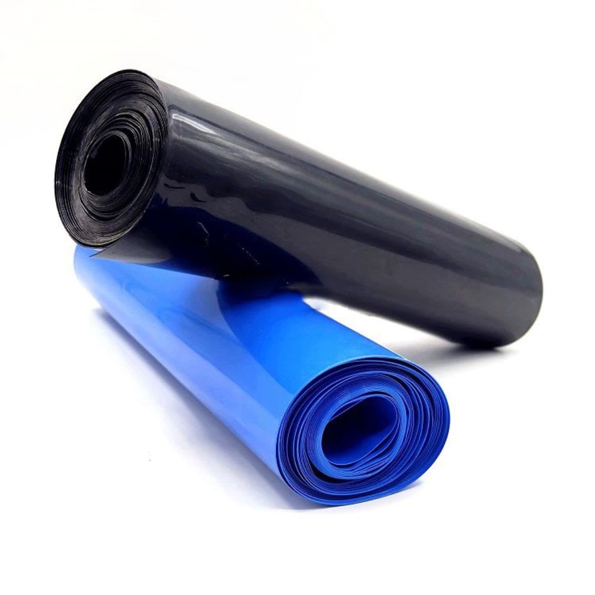 Guaina termorestringente in PVC da 2 m, 285 mm ~ 580 mm, guaina per cavo termorestringente blu nero, copertura per pellicola per batteria al litio 18650, larghezza 320 mm x 2 m