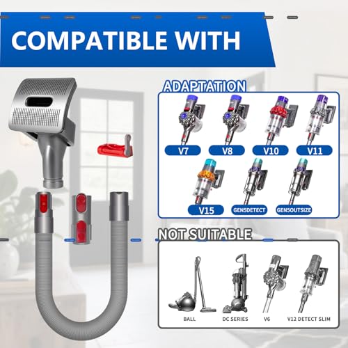 Image of Pet Grooming Kit Compatible with Dyson V7 V8 V10 V11 V15 Vacuum Cleaner,Dog Brush Vacuum Attachment with Extended Vacuum Hose & Trigger Lock,Suitable for Small Dogs or Cat Quiet Personality