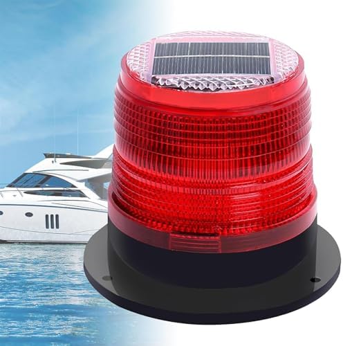 LED Solar Strobe Warning Light, Waterproof Magnetic Marine Warning Beacon for Traffic Safety, Boat Navigation, Industrial Use - Bright Flashing Blue Light