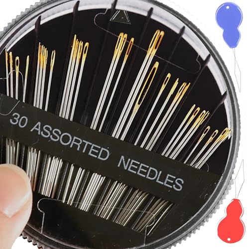 30-Pack Premium Hand Sewing Needles, 6 Sizes Assorted Needles with