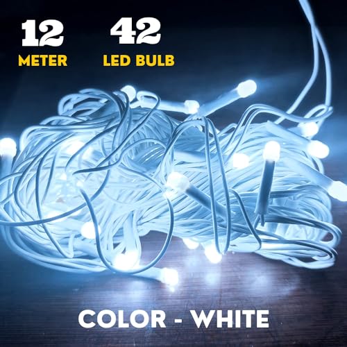 Image of NIYAMAX 12 Meter 42 Led String Serial Lights, Copper Wire LED Decorative String Fairy Rice Lights for Indoor, Outdoor, Decoration, Festival, Party, Wedding, Garden, Lawn (White Color)(Pack of 10)
