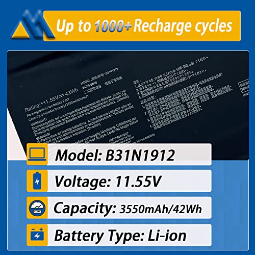 B31N1912 C31N1912 Laptop Battery For Asus Vivobook 14 E410 E410Ma E410Ma-Ek026Ts E410Ka E510Ma E510Ka F414Ma Ek018Ts L410Ma L410Ma-Bv058Ts L410Ma-Bv037Ts L510Ma Series Notebook 11.55V 42Wh 3550Mah #TOP1