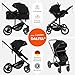 Daliya® FLEXI-PRO M 3in1 Kinderwagen & Buggy mit i-Size Babyschale, Viel Zubehör (Schwarz Uni)