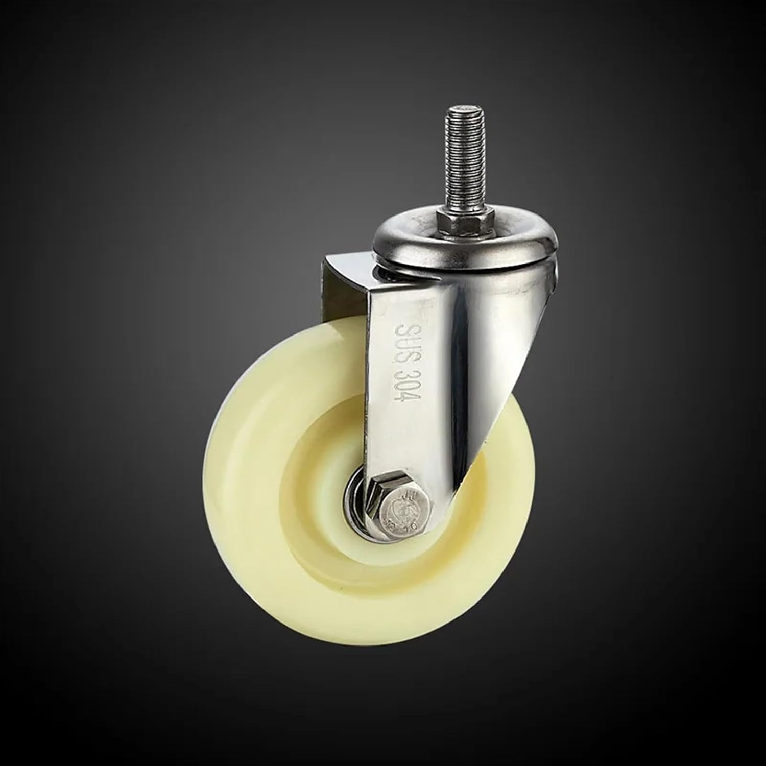 304ステンレススチールキャスターホイール ナイロンホイール 高負荷ベアリング 錆びない 湿気の多い環境向け 工業用キャスター(M8