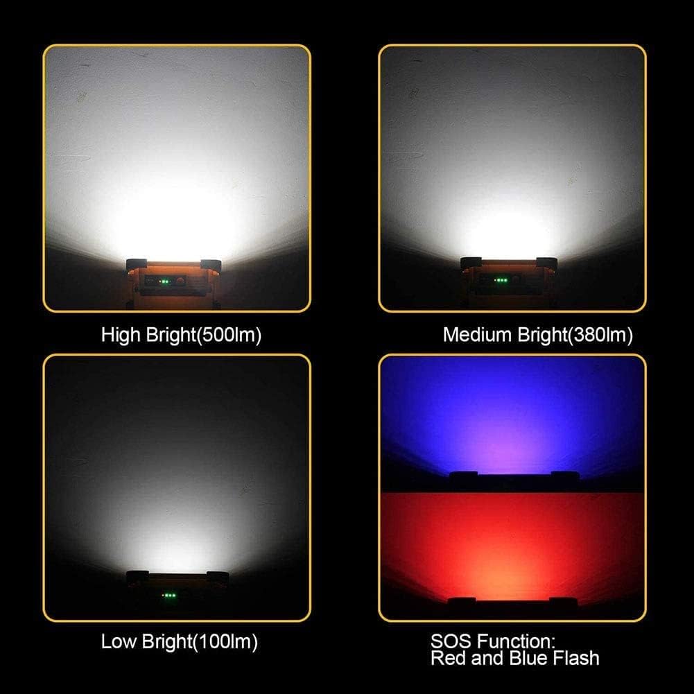 LED Work Light, Portable COB Projector Solar USB Rechargeable Work Light with Bracket Suitable for Outdoor Camping Vehicle Maintenance and SOS Emergency Lighting