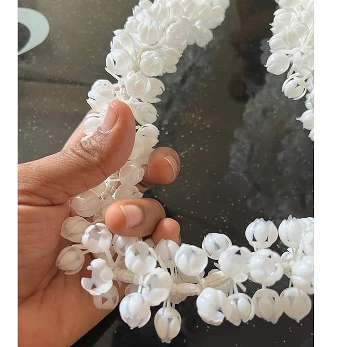 Image of Rajasthan Kraft Handmade Pack of 6 Jasmine Garland (5 Feet Each) Artificial Mogra Flower Mala Strings for Home, Festival & Event Decor, Diwali, Reusable, Lightweight & Realistic Long Floral Strings