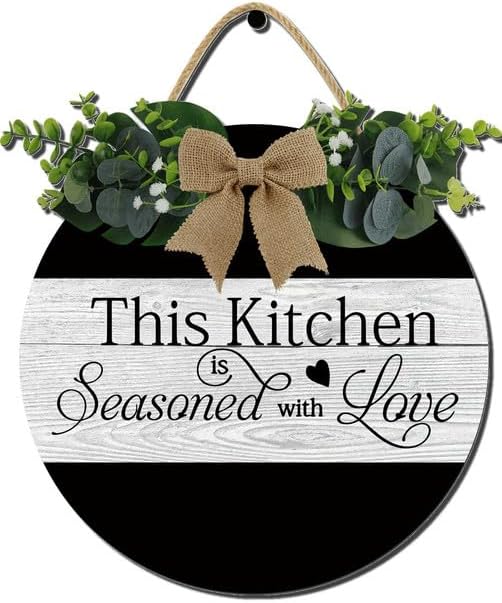 This Kitchen Is Seasoned With Love Vintage Farmhouse Wreath Door Decor - Kitchen Wall Decor
