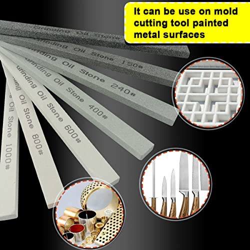 Cbright Sharpening Stone Set,7Pcs Knife Whetstone Set Green Silicon Carbide Oil Stone Honing Stone For Knife,Most Bladed&Mold- 80# 150# 240# 400# 600# 800# 1000# (5.9X0.47X0.24Inch) #TOP3