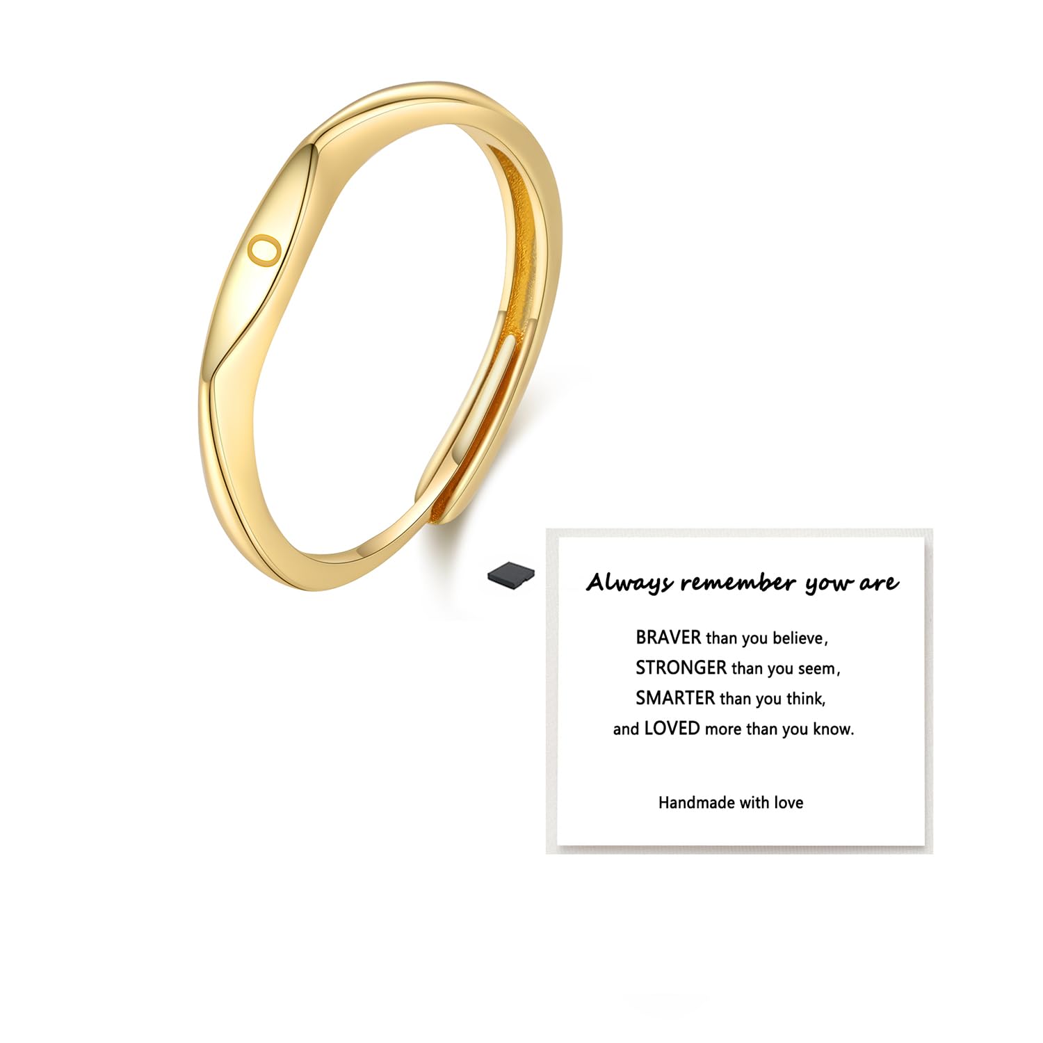 DIOWUSGold Initial Letter Ring For Women, Capital Alphabet 14k Gold Plated Dainty Plain Adjustable Stackable Pinky Statement Teen Girls Jewelry Gifts