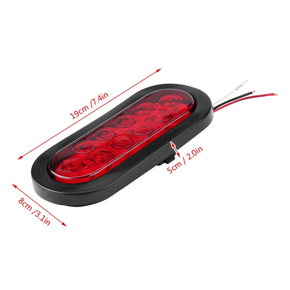 Tbest Światła Przyczepy LED 6 szt. 12 V 10 Diod LED Stop Turn Oświetlenie Tylne Trwała Obudowa z Poliwęglanu Wodoodporna do Samochodów Ciężarowych i Czerwono-czarna