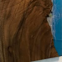 Vista 4 de Mesa de epoxi transparente, mesa de sofá con forma cuadrada, mesa auxiliar de resina de madera, mesa de centro de madera con borde natural para sala