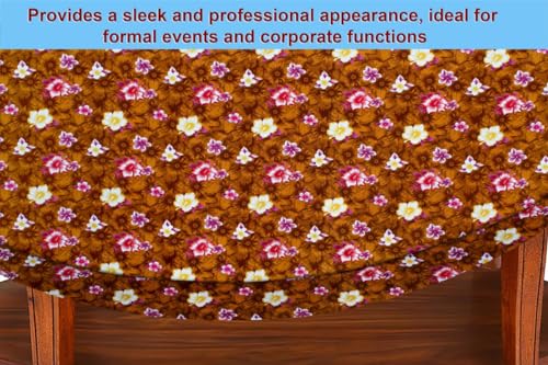 Image of The Furnishing Tree Elastic Oval Center Table Cover WxL 16x48 in Inches Polyester Floral Pattern Orange