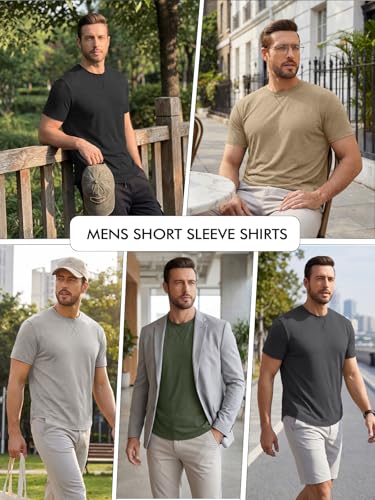 UNCLECAT Mens Short Sleeve T-Shirts Crew Neck Casual Shirt Summer Classic Basic Lightweight Fashion Tees White — view 4