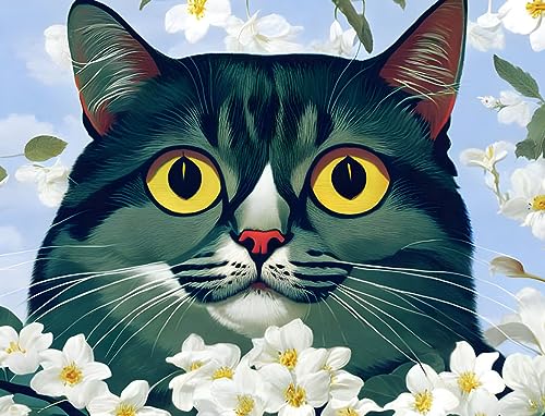 Poster sur toile chat joyeux 58x90cm sans cadre SERENDIPITP