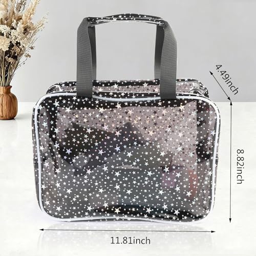 Nbippioiwiptransparent Pvc Large Capacity Star Pattern Cosmetic Bag, Waterproof Portable Swimming Bag With Zipper Handle, Beach, Fitness Travel, Men'S And Women'S Multifunctional Storage Bag3