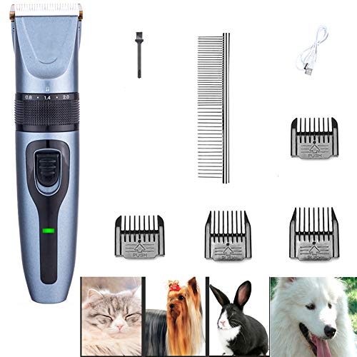 Dog Grooming Clippers Quiet Electric Puppy Shaver Clippers Kits USB Rechargeable Dog Clipper Pets Trimmer for Small Medium Large Dogs Cats