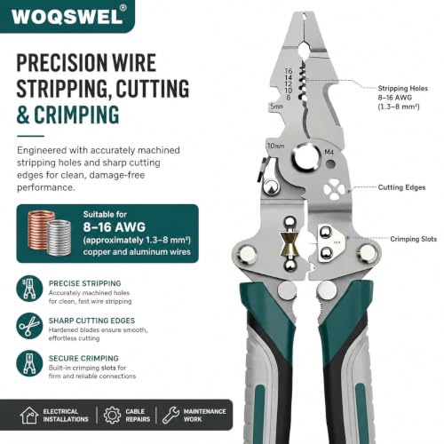Image of 20-in-1 Wire Stripper Tool Kit with Tester Screwdriver | Multi Function Wire Stripping, Cutting & Crimping Pliers | Electrical Repair Tool for Electricians, Cable, DIY, Home & Professional Use