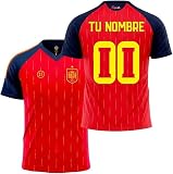 Seleccion Española Mundial 2026-2028 Camiseta Primera Equipacion Personalizable con Nombre y Dorsal, Color Rojo, Manga Corta, Tejido Transpirable para Aficionados