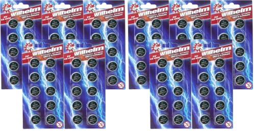 Wilhelm CR2032 Lithium Knopfzellen Batterien 3V CR 2032 – 50 Stück (Packung mit 2)