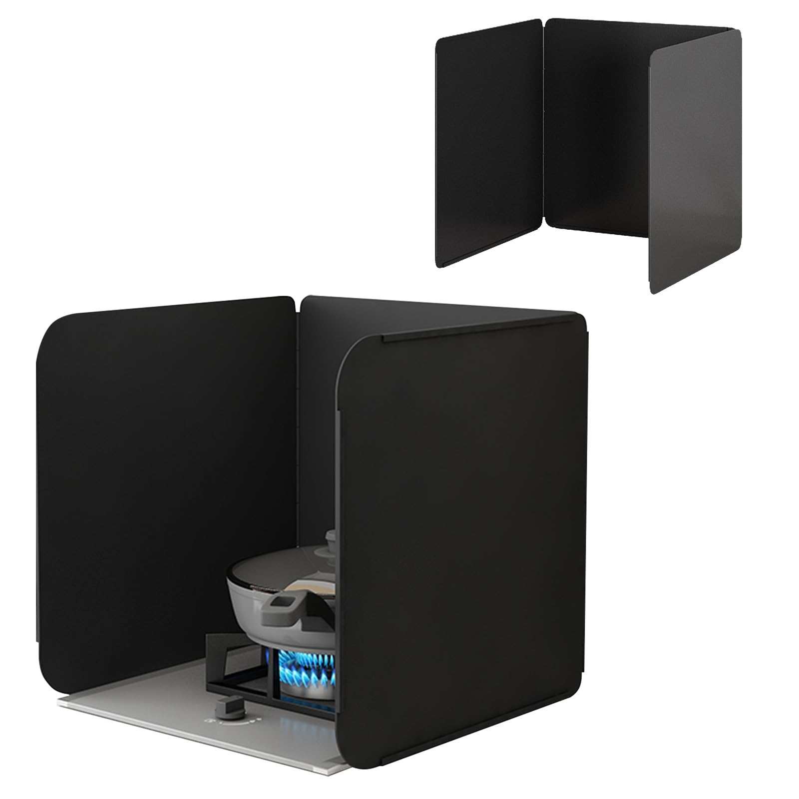 NIUSABOU FoldableOil Splatter Screens, Nonstick Foldable Steel Splash Guard For Stove - Black, Multiple Sizes(45x45x45cm)