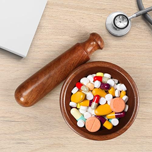 Winlay Wooden Engraved Mortar and Pestle Grinder Set for Kitchen/Spice & Herbs Crusher Bowl/Handmade Sheesham wood Manual Kharal Smasher, 4.5 inch