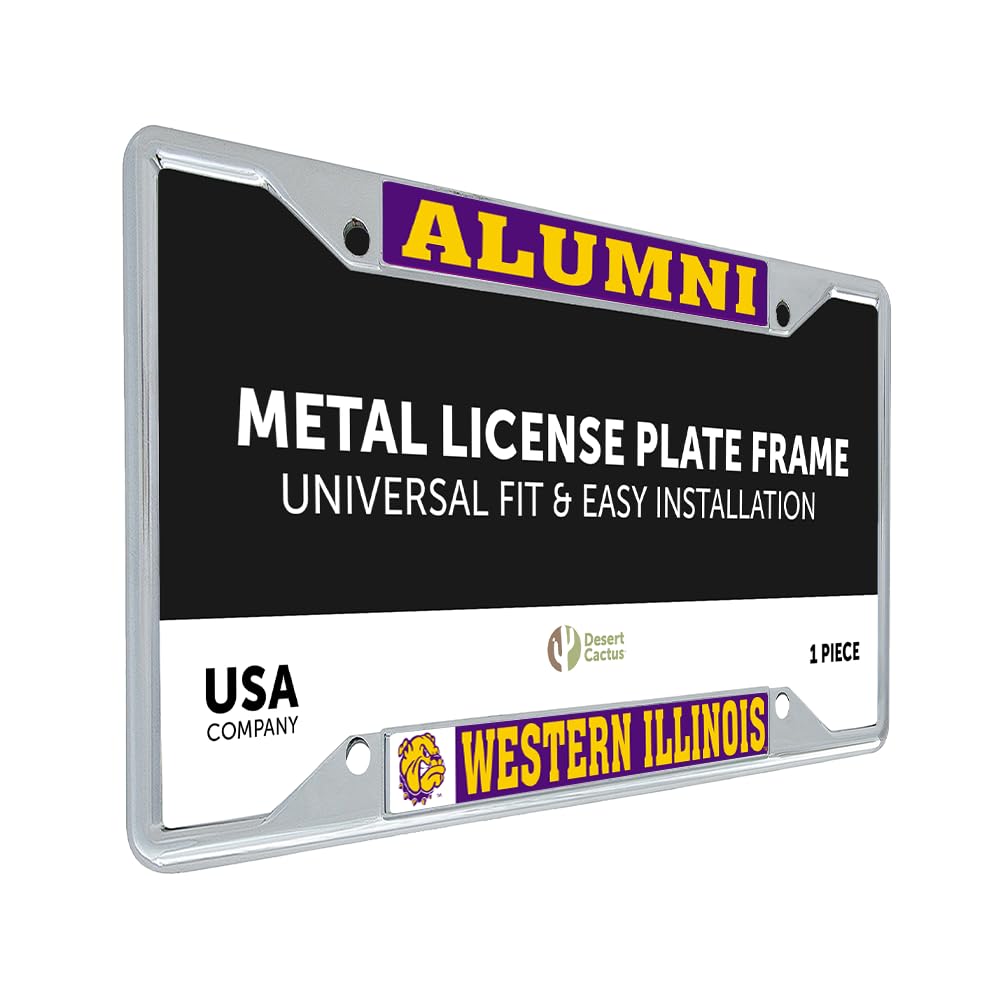 Desert Cactus Western Illinois University Car Accessories Leathernecks Metal License Plate Frame and Tag Holder for Front or Rear of Car (Alumni)