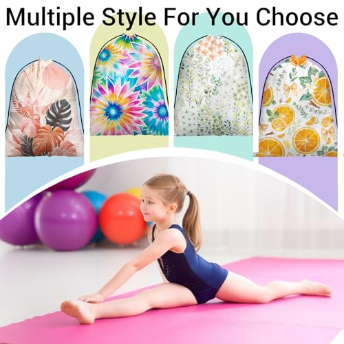Image of Tie Dye Flower Grip Bags Rainbow Adjustable Drawstring Gymnastics Grip Bag for Gymnasts