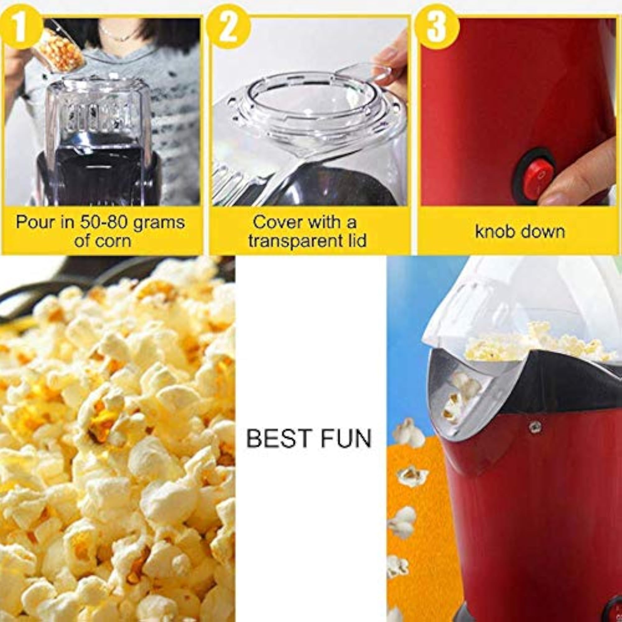 Mini Popcorn Maker with Removable Lid for Easy Operation