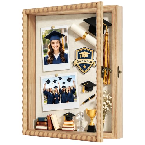 Love-KANKEI Deep Shadow Box 11x14,Solid Wood Beaded Edge Frame,Natural