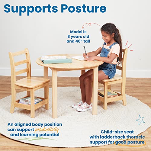 Ecr4Kids 14In Three Rung Ladderback Storage 2-Pack-Assembled Hardwood Chairs, Natural #TOP3