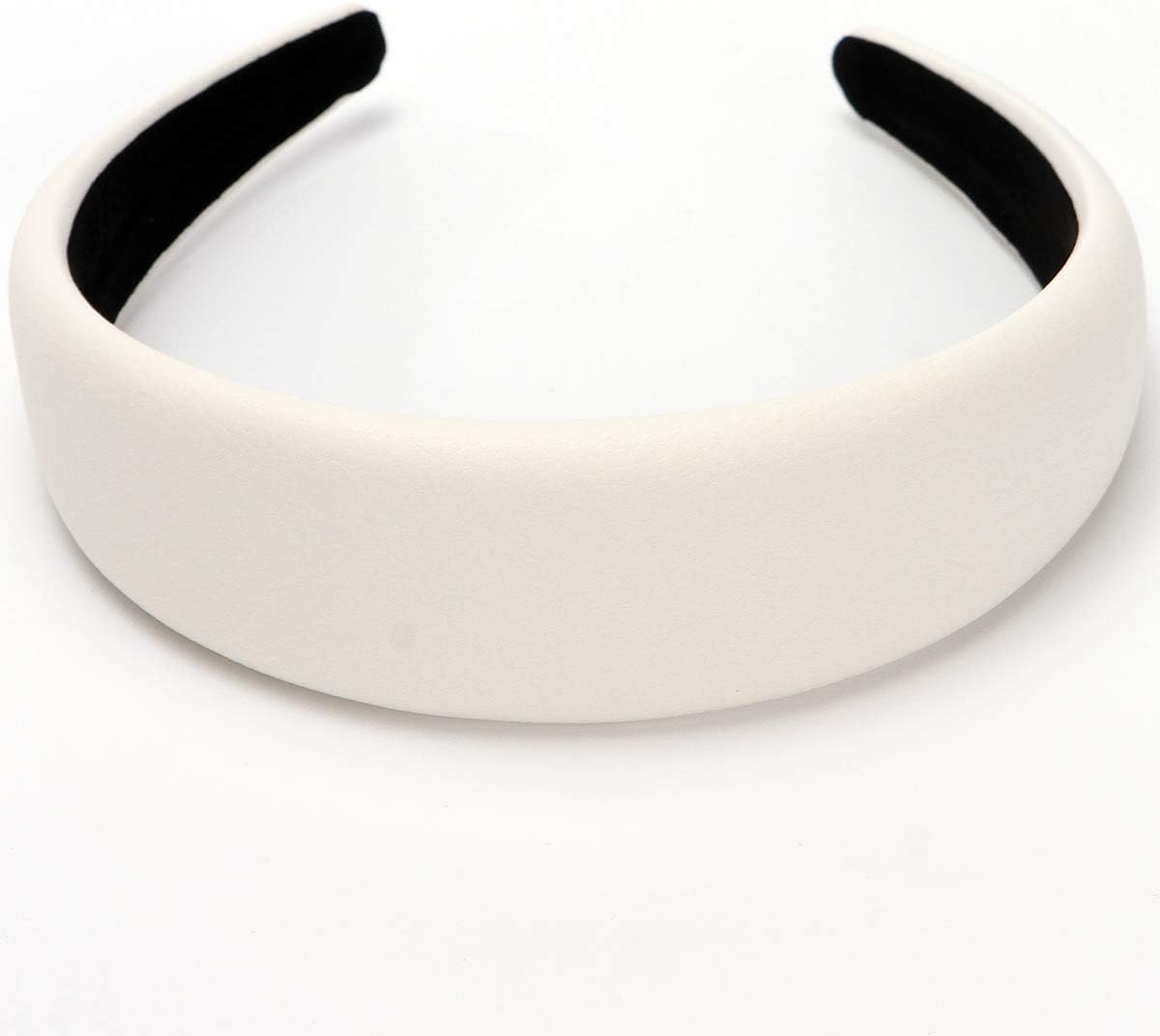 LONEEDY 1.7 Inch Leather Hard Headband Padded Hairband for Women (White) - Image 3