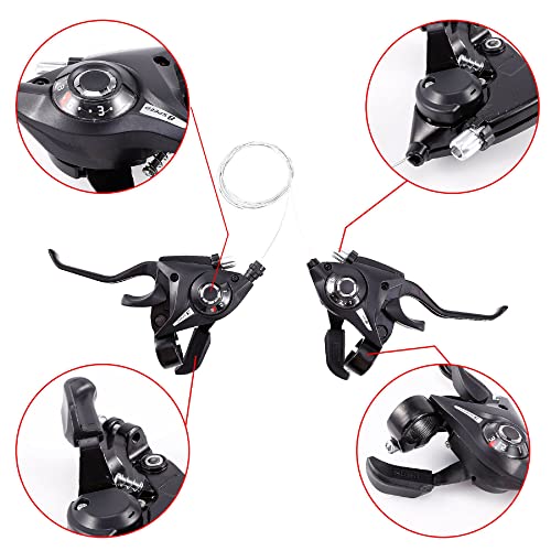 Fairedear Bicycle Brake Levers Shifter 3X8 24 Speed Shifter With Gear Indicator And V Brake Cable For Moutain Bike, Road Bike, Mtb, Bmx, Fixie Gear, Cycling (3X8 24 Speed) #TOP5
