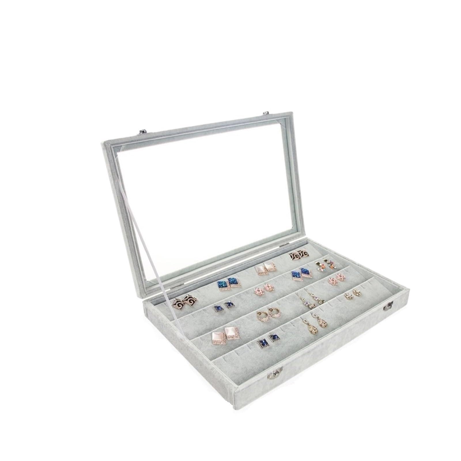 1 Pc Creative Gray Velvet Necklace Rings Earrings Jewelry Display Organizer Box Case Jewelry Box Storage Showcase Originality