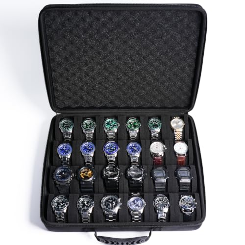 RIGICASE 24 slots Watch case, hard watch storage organizer box