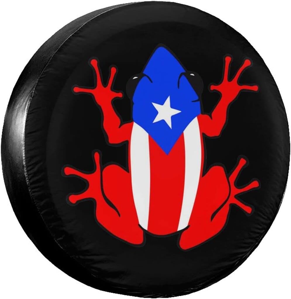 Coqui Puerto Rico Taino Spare Tire Cover,Universal Wheel Tire Cover for Trailer, RV, SUV, Truck,Camper and Many Vehicle,Weatherproof Tire Protectors（16 inch for Diameter 29"-31"）