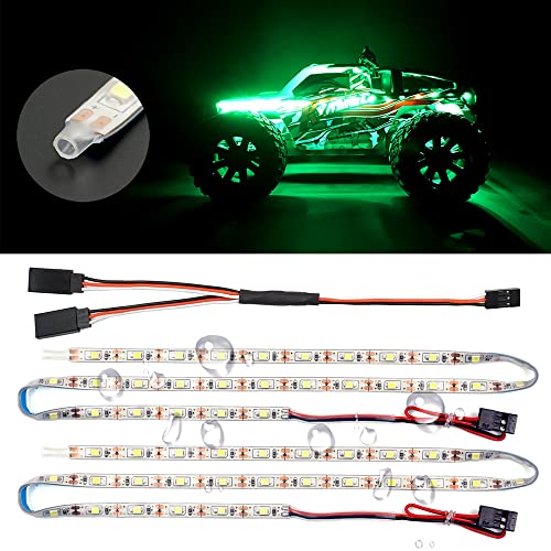 elechawk Waterproof LED Light Strips for RC Cars Trucks Airplanes boats Drones Fixed Wing AR Wing Model Underglow Light (Green)
