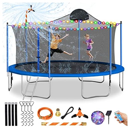 Tatub 14FT Trampoline for Kids Recreational Trampolines with Safety Enclosure Net Basketball Hoop and Ladder, Outdoor Backyard Bounce for Kids and Adults