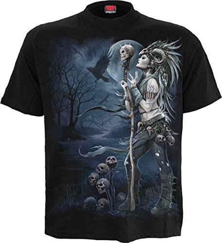 Spiral T-Shirt Raven Queen da Uomo in Nero